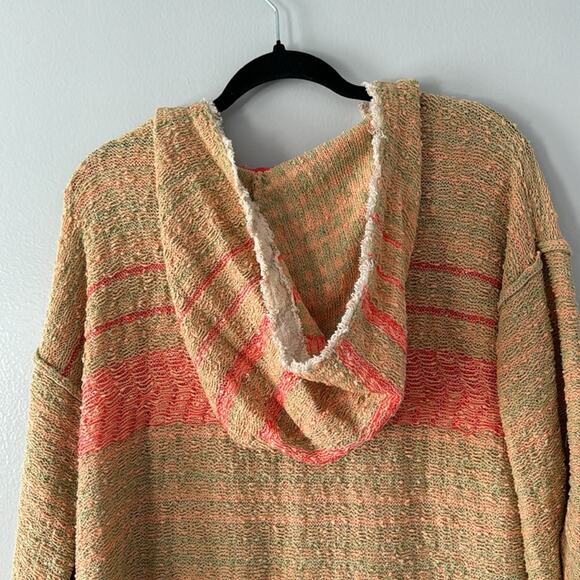 Free People Hooded Tunic Size Medium Color Cream and Orange Berkley - Picture 9 of 10